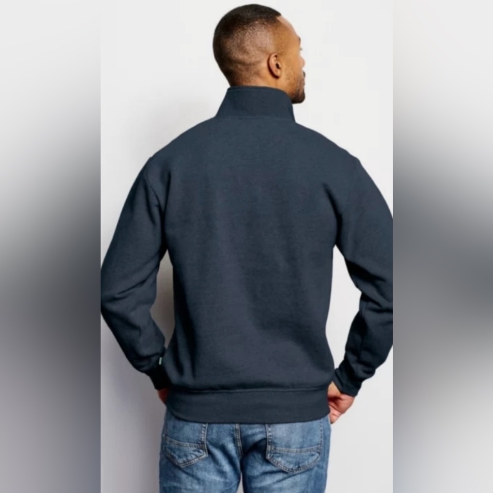 Orvis Men's Pullover Sweatshirt Fleece Lined Quarter Zip Outdoor Size L Blue - Picture 14 of 15